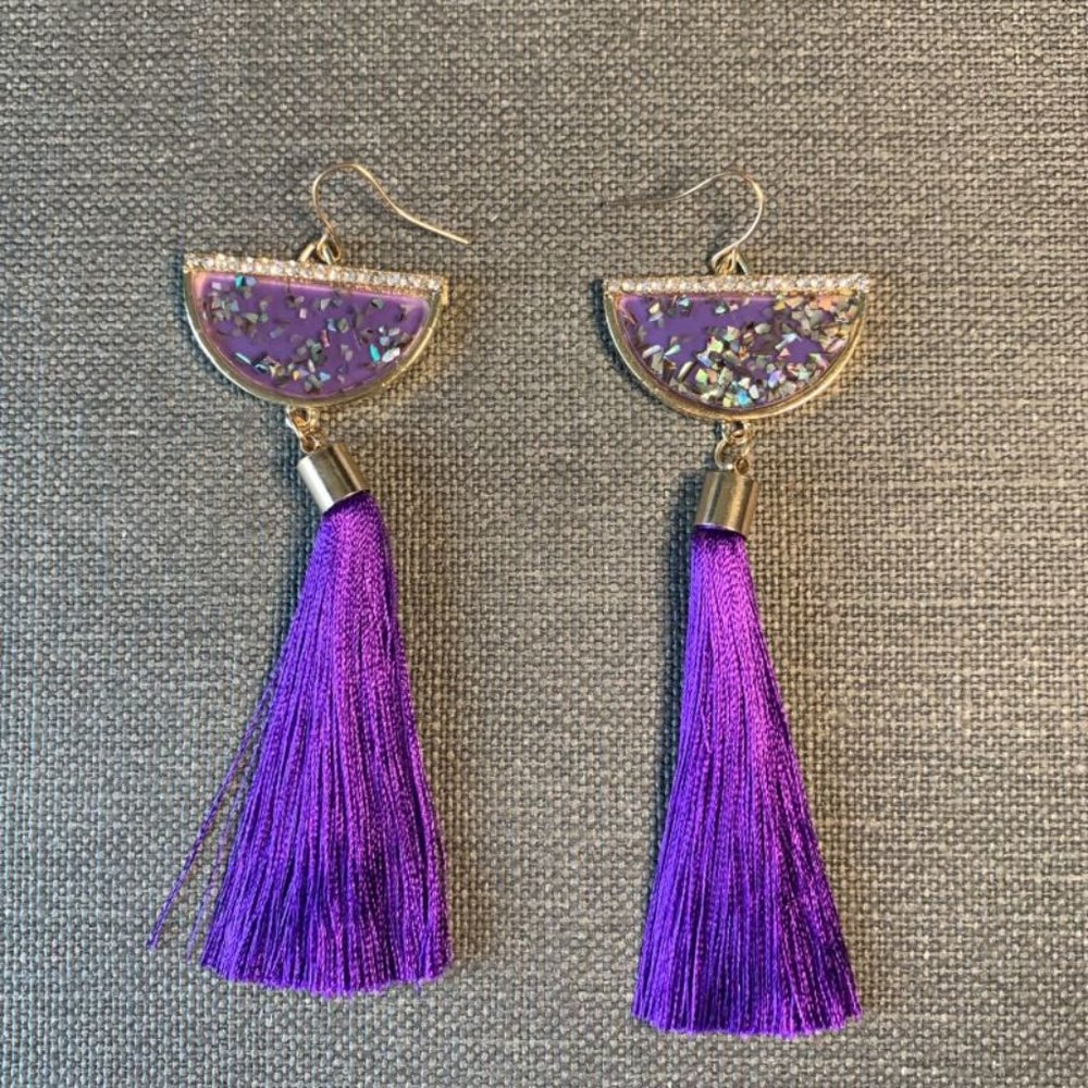 Purple Modern Tassel Earrings
